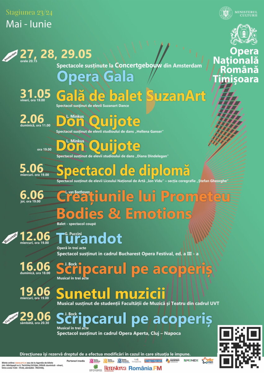 Afis repertoriu luna iunie 2024 Opera Nationala Romana din Timisoara