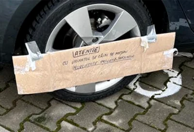 Șoferul care a lipit un mesaj neașteptat pe roata autoturismului său. Ce descoperea regulat sub mașina personală!