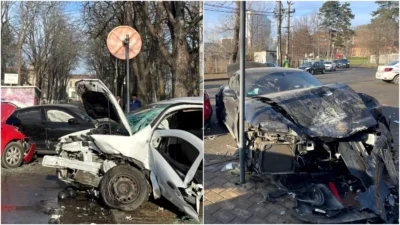 Impact violent pe străzile din Iași! Trei mașini distruse, șoferi încarcerați și un polițist prins băut la volan