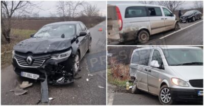 Accident în lanț pe DJ 193. Trei vehicule implicate din cauza unei depășiri periculoase și a lucrărilor nesemnalizate