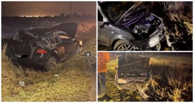 Momente de coșmar lângă aeroport! O șoferiță de 20 de ani a scăpat ca prin minune dintr-un accident teribil