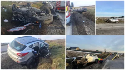 Șase persoane, printre care doi copii, rănite în urma unui accident grav pe E85, lângă Fântâna Mare