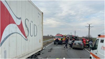 Tragedie pe DN 6: Trei morți și trei răniți după un accident grav între două autoturisme și un TIR