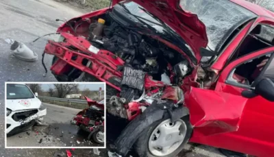 Accident devastator pe A1! Un bărbat de 80 de ani, încarcerat în urma coliziunii dintre un autoturism și o autoutilitară!