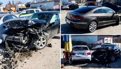 Accident grav pe strada Principală din Singureni: un tânăr rănit și două mașini distruse