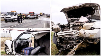 Accident grav pe Centura de Nord a Craiovei! Coliziune între două TIR-uri și trei autoturisme, cu patru răniți transportați la spital