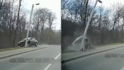 Accident rutier grav în Chișinău! I s-a făcut rău la volan și a intrat într-un pilon electric