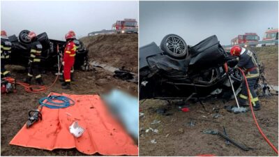 Tragedie pe o șosea din Suceava. Un șofer de 37 de ani a murit după ce s-a răsturnat cu mașina în șanț