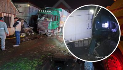 Accident rutier devastator în comuna Lețcani, Iași! TIR de mare tonaj a distrus un stâlp de electricitate și o conductă de gaze