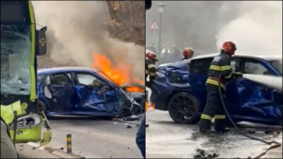 Accident rutier grav în Sinaia. Două vehicule implicate, victime transportate de urgență la spital