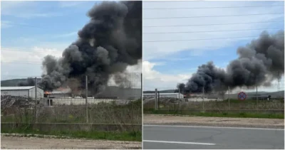 Incendiu puternic la un atelier auto din Alba Iulia: o persoană rănită și pagube majore în hală cu vopsele și autoturisme