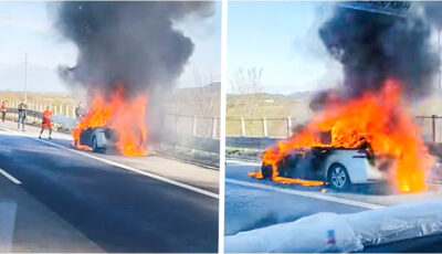 Arde ca o torță pe A1, lângă Vivo Mall! Mașină – scrum!