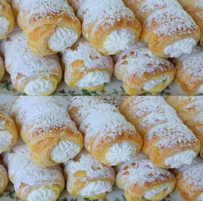 Rulouri delicioase umplute cu crema de vanilie si frisca