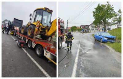 Acum! Mașină făcută zob după impactul cu un TIR în Satu Mare! Pericol iminent din cauza scurgerilor de combustibil!