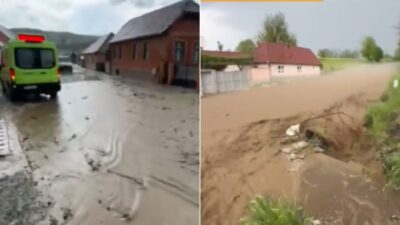 Alertă în Sibiu! Trafic blocat pe DN14B din cauza viiturilor în satul Țapu!