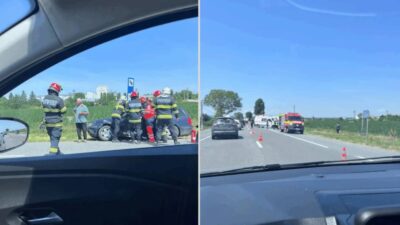 Accident grav pe E583! Bărbat încarcerat între fiare după impact violent! Intervenție de urgență a pompierilor!