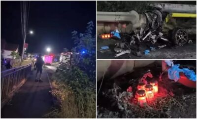 Cursă nebună cu final tragic! Doi tineri arși de vii după ce s-au izbit cu mașina de un ansamblu de țevi!