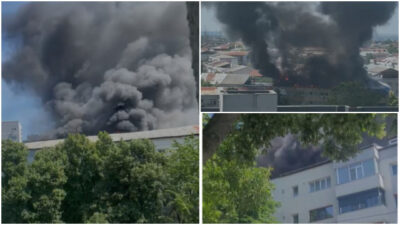 Incendiu violent în Slatina! Acoperişul unui bloc mistuit de flăcări după ce un locatar a încercat să izoleze singur acoperişul!