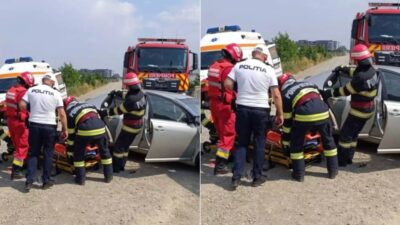 Accident violent în Suceava! Trei grav răniți după ce mașina a intrat cu viteză într-un stâlp!