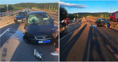 Accident grav pe podul din Râmnicu Vâlcea: copil de 7 ani rănit, trafic blocat