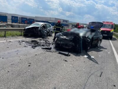 Accident grav pe Varianta Ocolitoare Cluj Nord-Est: trei răniți, trafic blocat