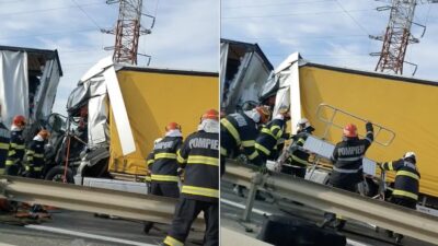 Accident grav pe Autostrada Pitești-București: două mașini și o autoutilitară avariate