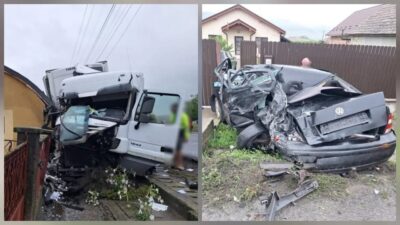 Accident grav pe DN1C Cluj! Mașină strivită de TIR, intervenție rapidă a pompierilor