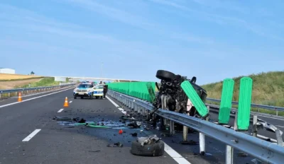 Accident grav pe Autostrada A2! Mașină răsturnată la Murfatlar, trafic blocat și șofer transportat la spital!