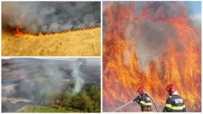 Incendiu devastator la Vânju Mare: peste 100 hectare de teren agricol mistuite de flăcări