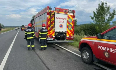 Accident grav pe DN1 Sibiu: microbuz și autoturism implicate, trei răniți transportați la spital