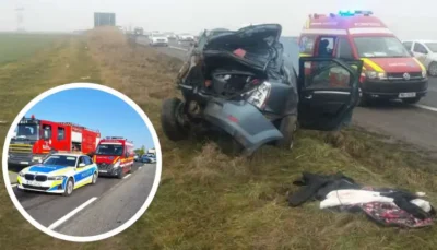 A zburat cu mașina în șanț pe Autostrada Pitești – București! Vezi ce s-a întâmplat la fața locului!