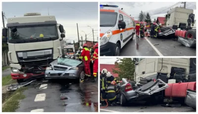 ȘOC! Două femei și un bărbat STRIVIȚI într-un accident cumplit la ieșirea din Pitești – Imagini șocante de la locul tragediei!