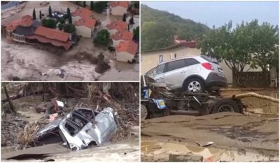 Dezastru în stațiunea preferată de români! Mașinile au fost luate de viitură și aruncate în mare. Sunt morți.