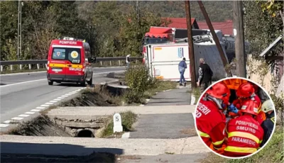 Ce s-a întâmplat, de fapt, pe DN7? Un TIR s-a răsturnat în condiții de neînțeles