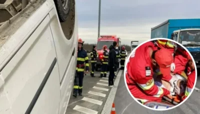 ALERTĂ MAXIMĂ! Un om se zbate între viață și moarte lângă o BOMBĂ cu ceas! Camionul plin cu butelii s-a răsturnat