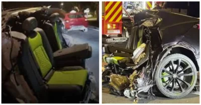 ȘOC! Bolidul de 300.000 de euro s-a rupt în două ca o conservă. Imaginile de la locul tragediei sunt apocaliptice