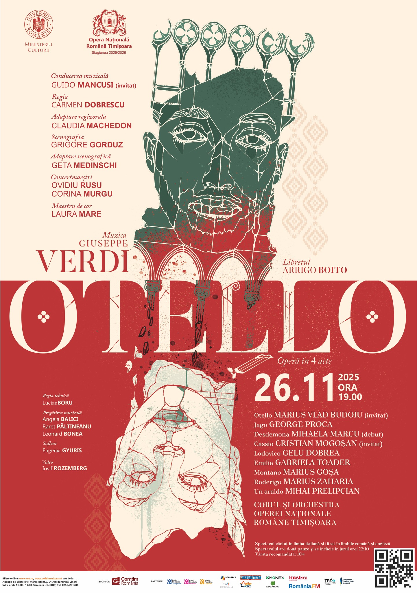 „Otello" de Giuseppe Verdi revine pe scena din Timișoara 1 Afis Otello 26.11.2025 Opera Nationala Romana Timisoara