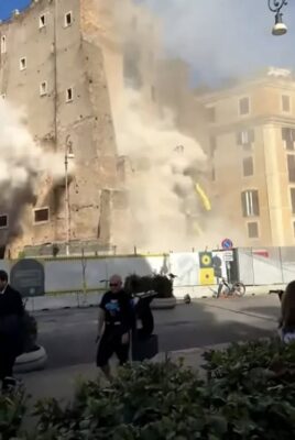 Un român, prins sub dărâmături în inima Romei. Turnul s-a prăbușit a doua oară chiar peste salvatori