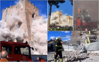 „Ţipete, urlete, pentru că e un infern”. Doi români, prinși sub dărâmăturile unui turn prăbușit la Roma