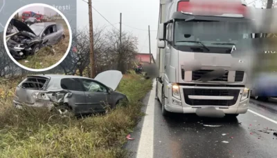 ACUM: ACCIDENT GRAV la DEDULEȘTI! O mașină și DOUĂ TIR-URI făcute PRAF, o persoană luată de URGENȚĂ la spital!