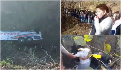 Coșmar pentru 50 de studenți: autocarul lor a alunecat zeci de metri în gol