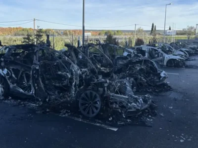 Zeci de mașini Tesla, FĂCUTE SCRUM într-o singură noapte! Detaliul ȘOCANT de la gardul reprezentanței care arată că NU a fost un simplu accident