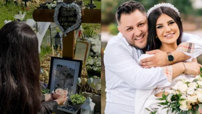 Imagini sfâșietoare la mormântul lui Gabi Stângău. Ce a făcut văduva violonistului înainte de Crăciun