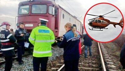Momente de groază în gară! O bătrână a fost spulberată de tren, medicii au chemat elicopterul să o salveze
