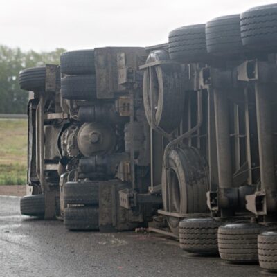 Haos pe DN56A după un accident violent! Zeci de oameni se calcă în picioare ca să FURE marfa răsturnată!