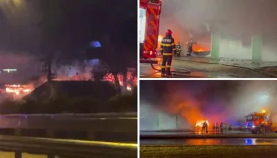 BREAKING! Service auto în flăcări. Zeci de pompieri la fața locului. Ce se întâmplă acum