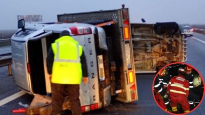 Haos pe Autostrada A1 spre București! O remorcă s-a răsturnat și a blocat traficul. Șoferii stau în coloană