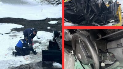 Soție de preot și 5 copii, la un pas de moarte în apele înghețate. Cine i-a salvat în ultima clipă din mașina distrusă