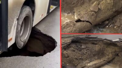 PANICĂ TOTALĂ! Un autobuz a fost ÎNGHIȚIT de asfalt la Brăila. Călătorii au văzut moartea cu ochii!