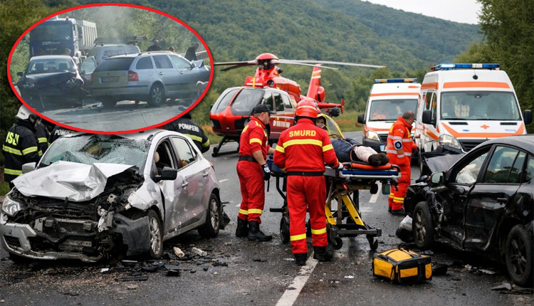 Tragedie pe DN6! O fetiță de 7 ani și mama ei, transportate de urgență la București după un impact violent cu un stâlp